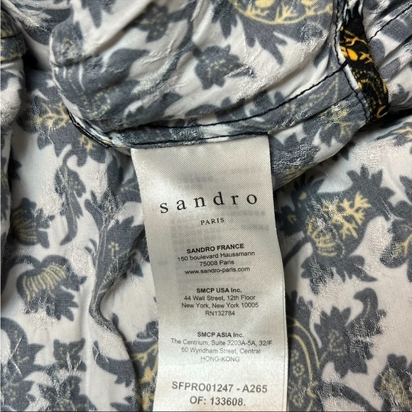 SANDRO Floral Print Long Sleeve V-Neck Faux Wrap Tiered Ruffle Mini Dress 6 - Picture 11 of 16